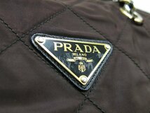 ◆美品◆PRADA プラダ◆キルティング◆ナイロン サフィアーノ レザー◆ボストン バッグ◆茶 黒 ゴールド金具◆イタリア製◆チェーン◆A4939_画像8