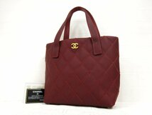 ◆美品◆CHANEL シャネル◆ワイルドステッチ◆ココマーク◆レザー 本革◆ハンド トート バッグ◆レッド ゴールド金具◆腕掛け◆A4890_画像1