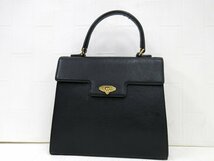 ◆美品◆VALENTINO GARAVANI ヴァレンティノ・ガラヴァーニ◆カーフ レザー 本革◆ハンド バッグ◆ブラック ゴールド金具◆フラップ◆A4932_画像1