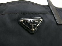 ◆美品◆PRADA プラダ◆ナイロン カーフ レザー 本革◆トート バッグ◆ブラック シルバー金具◆イタリア製◆三角ロゴプレート◆A4870_画像8