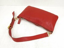 ◆美品◆PRADA プラダ◆ロゴ型押し◆カーフ レザー 本革◆ワン ショルダー バッグ◆レッド ゴールド金具◆イタリア製◆肩掛け◆A4847_画像4