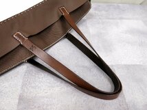 ●超美品●HENRY CUIR アンリークイール●ボーダー●ステッチ●カーフ レザー 本革●トート バッグ●ブラウン 白●A4 収納 かばん●Js46177_画像5