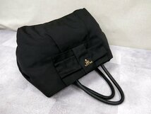 ●超美品●PRADA プラダ●リボン●ポコノ ナイロン カーフ レザー 本革●ハンド トート バッグ●黒●G金具●腕掛け●B5 書類 収納●Js46155_画像4