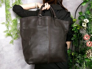 超美品●BOTTEGA VENETA ボッテガ ヴェネタ●メンズ●イントレチャート●カーフ レザー 本革●ハンド バッグ●茶●クロム金具●A4●Js46183