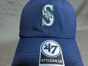 USA購入 老舗キャップブランド【47BRAND】 MLBメジャーリーグ シアトル マリナーズ【Seattle Mariners】ロゴ刺繍入りキャップ ネイビー