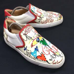 Christian Louboutin/クリスチャン ルブタン Pik Boat ピックボート ネオンカラー マルチペイント ローカット スニーカー スリッポン 42