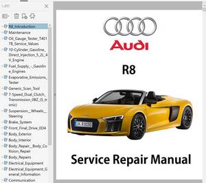 AUDI R8 2nd ワークショップマニュアル 整備書 修理書 リペアマニュアル　ボディー修理　配線図