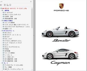 ポルシェ 981 ボクスター ケイマン GT4対応 Ver3 整備書 配線図 ボディー修理 パーツリスト 取説 ワークショップマニュアル 修理書