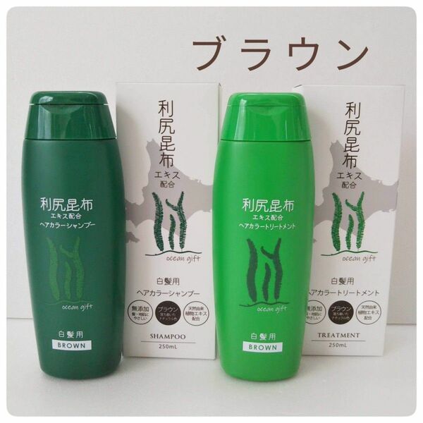 ブラウン 利尻昆布 白髪用ヘアカラー シャンプー&トリートメント