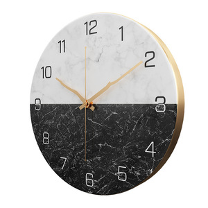  new arrival feeling of luxury clock ornament Northern Europe wall clock marble style quiet sound white black 