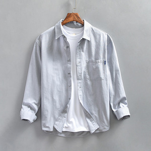シャツ　ブラウス 新品 メンズ 綿シャツ 長袖シャツ　春秋服　カジュアルシャツ　トップス　オックスフォード グレー　XL