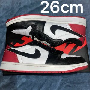 中古品 Nike Air Jordan 1 Retro Low OG Black Toe ジョーダン ブラック トゥ 26cm