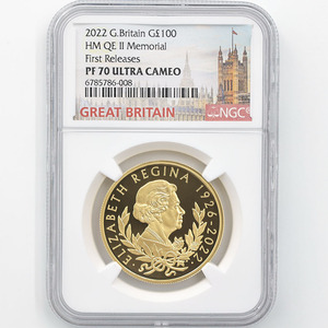 2022 英国 エリザベス2世 追悼記念 100ポンド 金貨 1オンス プルーフ NGC PF 70 UC FR 初鋳版 最高鑑定 完全未使用品 元箱付 イギリス 金貨