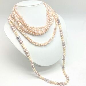 「淡水パールネックレス5点おまとめ」a 約210g 真珠 ケシ バロック ベビー pearl Pearl necklace jewelry silver DA0