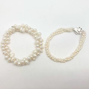 「淡水パールブレスレット10点おまとめ」a 重量約140g 真珠 ケシ pearl bracelet silver シルバー CE0 ジュエリー の画像5