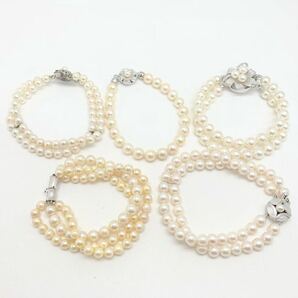 「アコヤ本真珠ブレスレット5点おまとめ」a 重量約118.5g ベビーパール 真珠 2連 pearl bracelet accessory silver DA0の画像2