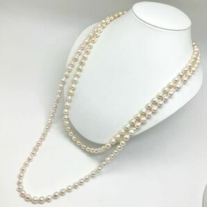 ［アコヤ本真珠ネックレス2点おまとめ] a 重量約124g 約8.0~8.5mm pearl necklace ロング long silver DA0の画像1