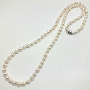 ［アコヤ本真珠ネックレス2点おまとめ] a 重量約124g 約8.0~8.5mm pearl necklace ロング long silver DA0の画像3