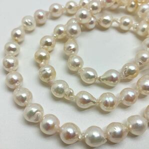 ［アコヤ本真珠ネックレス2点おまとめ] a 重量約124g 約8.0~8.5mm pearl necklace ロング long silver DA0の画像4