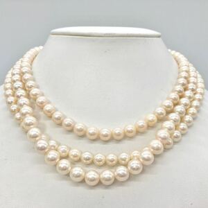 「アコヤ本真珠ネックレスおまとめ」a約93g 約7-8mmパール pearl necklace accessory jewelry silver EA5 