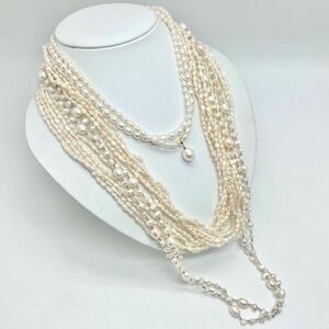 「淡水パールネックレス5点おまとめ」a 約183g 真珠 ケシ バロック ベビー pearl Pearl necklace jewelry silver DA0