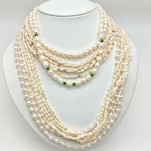 「淡水パールネックレス6点おまとめ」a 約204g 真珠 ケシ バロック ベビー pearl Pearl necklace jewelry silver DA0