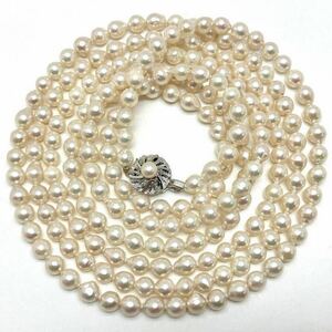 ［アコヤ本真珠ロングネックレス］a ◎重量約79.4g 約6.0mm 約154cm pearl long necklace silver DA0