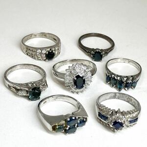 ［サファイアリング7点おまとめ］a重量約22.0g 宝石 sapphire コランダム accessory jewelry 指輪 ring SV 925 10号 15号 17号silver CE0
