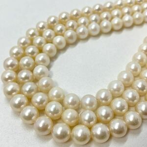 ［アコヤ本真珠ネックレス3点おまとめ］a 重量約102.0g 約7.0~7.5mm珠 真珠 パール pearl necklace accessory jewelry silver DA0