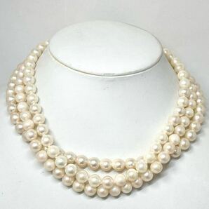 ［アコヤ本真珠ネックレス3点おまとめ］a ◎重量約121g 約8.0~8.5mm珠 真珠 パール pearl pink necklace accessory jewelry silver DA0の画像2