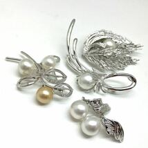 ［白蝶真珠アクセサリー4点おまとめ］a 重量約42.0g Perl パール 9.8~11.0mm broach イヤリング jewelry accessory silver CE0_画像1