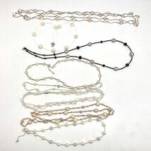 「本真珠ステーションネックレス8点おまとめ」 m 約155g バロック 黒蝶 パール baby pearl long necklace accessory jewelry アコヤ CE0_画像2