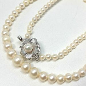 ［アコヤ本真珠ネックレス］m 重量約14.3g 約3.5-7.0mm珠 約40.5cm pearl ベビーパール ベビー baby necklace jewelry DD0/DE0