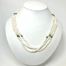 ［淡水ネックレス］m 約51.7g 約51.0cm pearl パール jewelry necklace ジュエリー accessory アクセサリー 水晶 石付 DA0/DA0_画像2