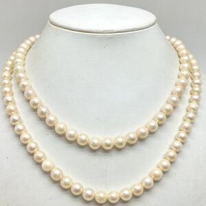 「アコヤ本真珠ネックレスおまとめ」a◎約82g 約7.0-8.0mmパール pearl necklace accessory jewelry silver EA5