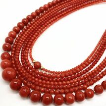 「珊瑚アクセサリーパーツおまとめ」m重量約60g 約両穴 丸玉 ネックレス necklace coral parts コーラル サンゴ 赤 丸玉 CE0_画像1