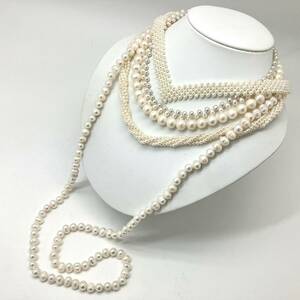 ［淡水パールネックレス5点おまとめ］a 約230g 真珠 チョーカー ベビー baby ポテト pearl Pearl necklace jewelry silver DA0
