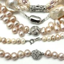 大ぶり!!［淡水パールネックレス5点おまとめ］a 約306.5g 真珠 ポテト オーバル pearl Pearl necklace jewelry pink silver DA0_画像8