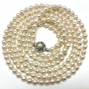 ［アコヤ本真珠ロングネックレス］a 重量約79.4g 約6.0mm 約154cm pearl long necklace silver DA0