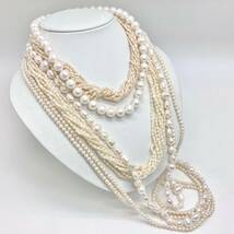 「淡水パールネックレス5点おまとめ」a 約309g 真珠 ケシ バロック ベビー pearl Pearl necklace jewelry silver DA0_画像1