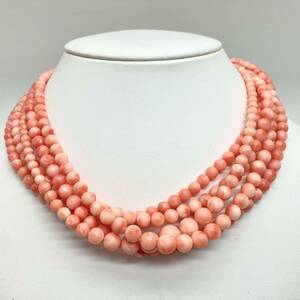 「珊瑚ネックレス5点おまとめ」a 重量約99g サンゴ さんご necklace coral コーラル 赤 桃色 枝 丸玉 白 silver DB0 ロング