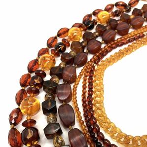 ［琥珀アクセサリーパーツおまとめ］a 重量約122g コハク こはく アンバー べっ甲 チェーン amber necklace jewelry parts CE0の画像3