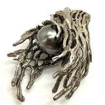 ［南洋黒蝶真珠ブローチ3点おまとめ］a 重量約26.5g 黒真珠 11.0~11.5mm パール pearl broach jewelry accessory silver CE0_画像2