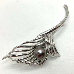 ［南洋黒蝶真珠ブローチ3点おまとめ］a 重量約26.5g 黒真珠 11.0~11.5mm パール pearl broach jewelry accessory silver CE0の画像4