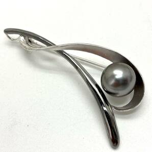 ［南洋黒蝶真珠ブローチ3点おまとめ］a 重量約26.5g 黒真珠 11.0~11.5mm パール pearl broach jewelry accessory silver CE0の画像3