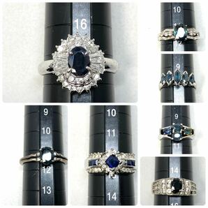 ［サファイアリング7点おまとめ］a重量約22.0g 宝石 sapphire コランダム accessory jewelry 指輪 ring SV 925 10号 15号 17号silver CE0の画像6