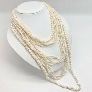 「淡水パールネックレスおまとめ」a 約203g 真珠 ケシ バロック ベビー pearl Pearl necklace jewelry silver DA0の画像1