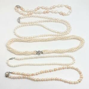 「淡水パールネックレスおまとめ」a 約230.5g 真珠 ケシ バロック ベビー pearl Pearl necklace jewelry silver DA0の画像2