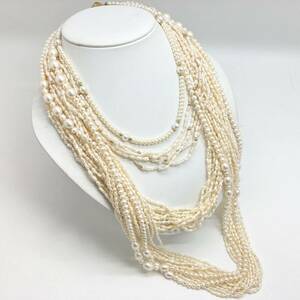 「淡水パールネックレスおまとめ」a 約281g 真珠 ケシ バロック ベビー pearl Pearl necklace jewelry silver DA0