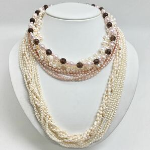 「淡水パールネックレスおまとめ」a 約218g 真珠 ケシ バロック ベビー pearl Pearl necklace jewelry silver DA0の画像1